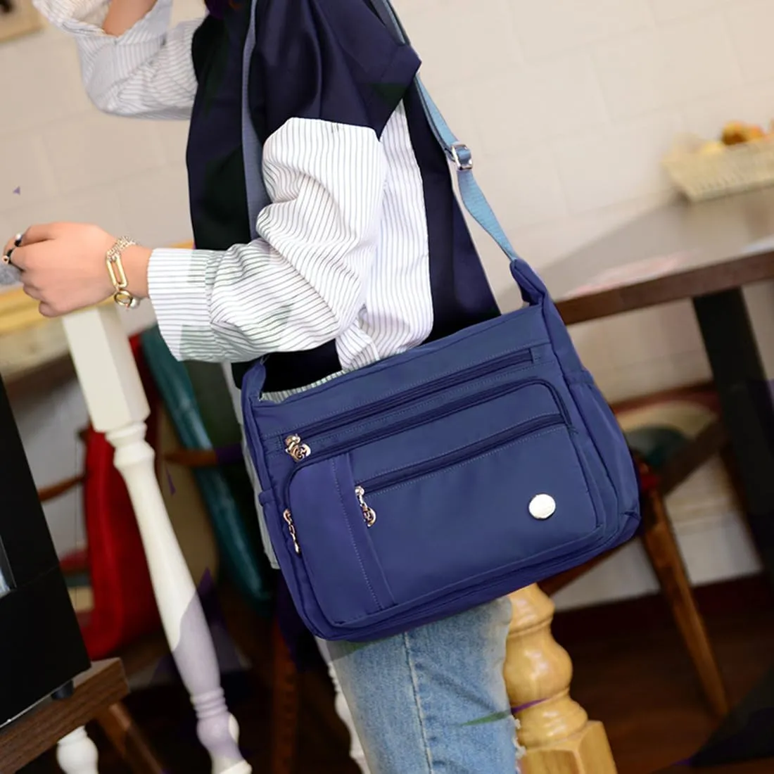 Crossbody Purse for Women Multi Pocket Shoulder Handbags Waterproof Nylon Purse and Handbags Messenger Bag