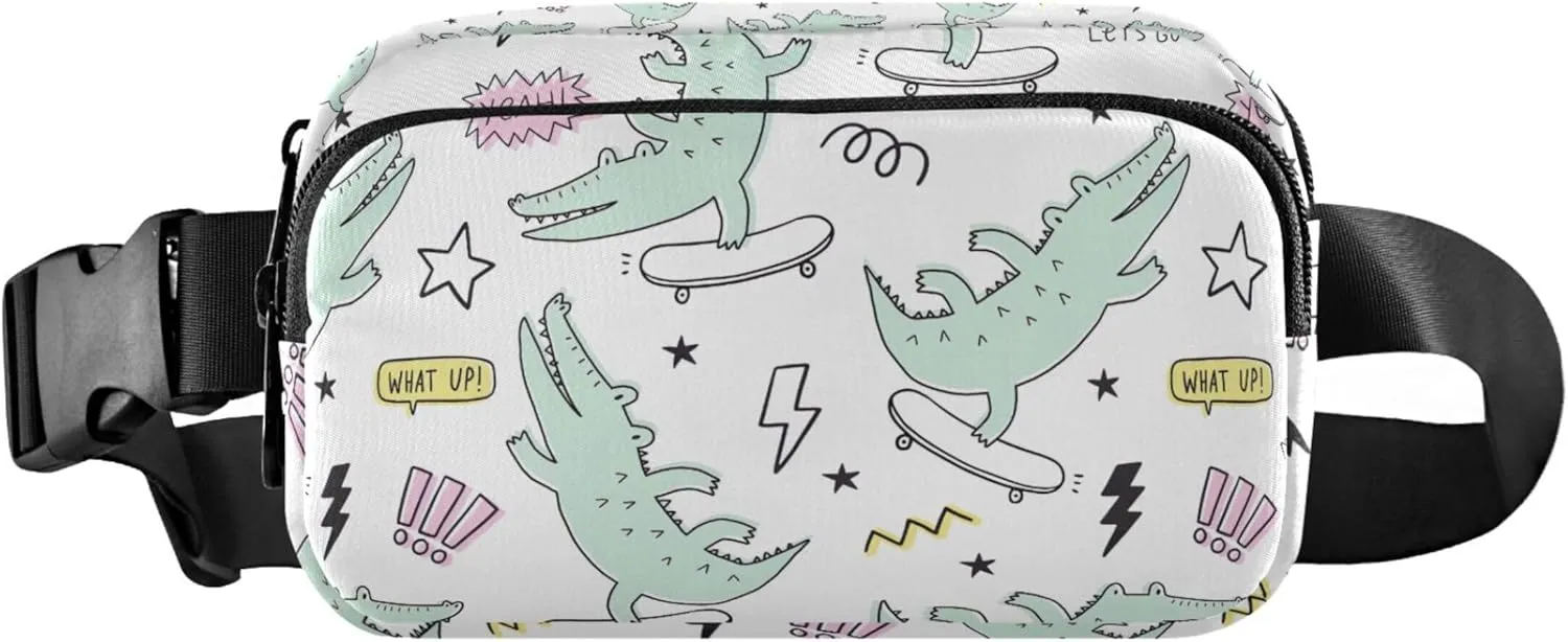Customized Cartoon Crocodile Funny Waterproof Fanny Packs for Women Hip Pack Belt Pouch Fashion Crossbody Waist Purse