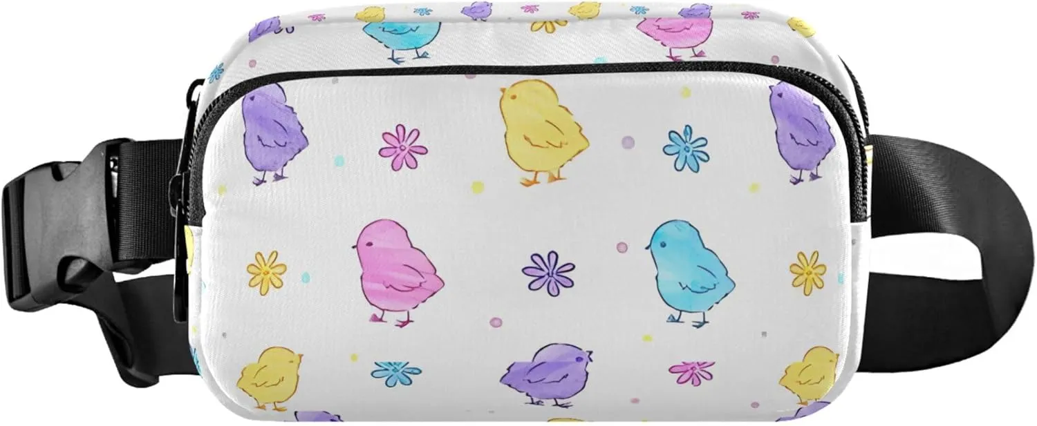 Customized Cute Easter Chickens Colorful Fanny Pack for Women Waterproof Anti Theft Belt Bag Cute Crossbody Waist Purse