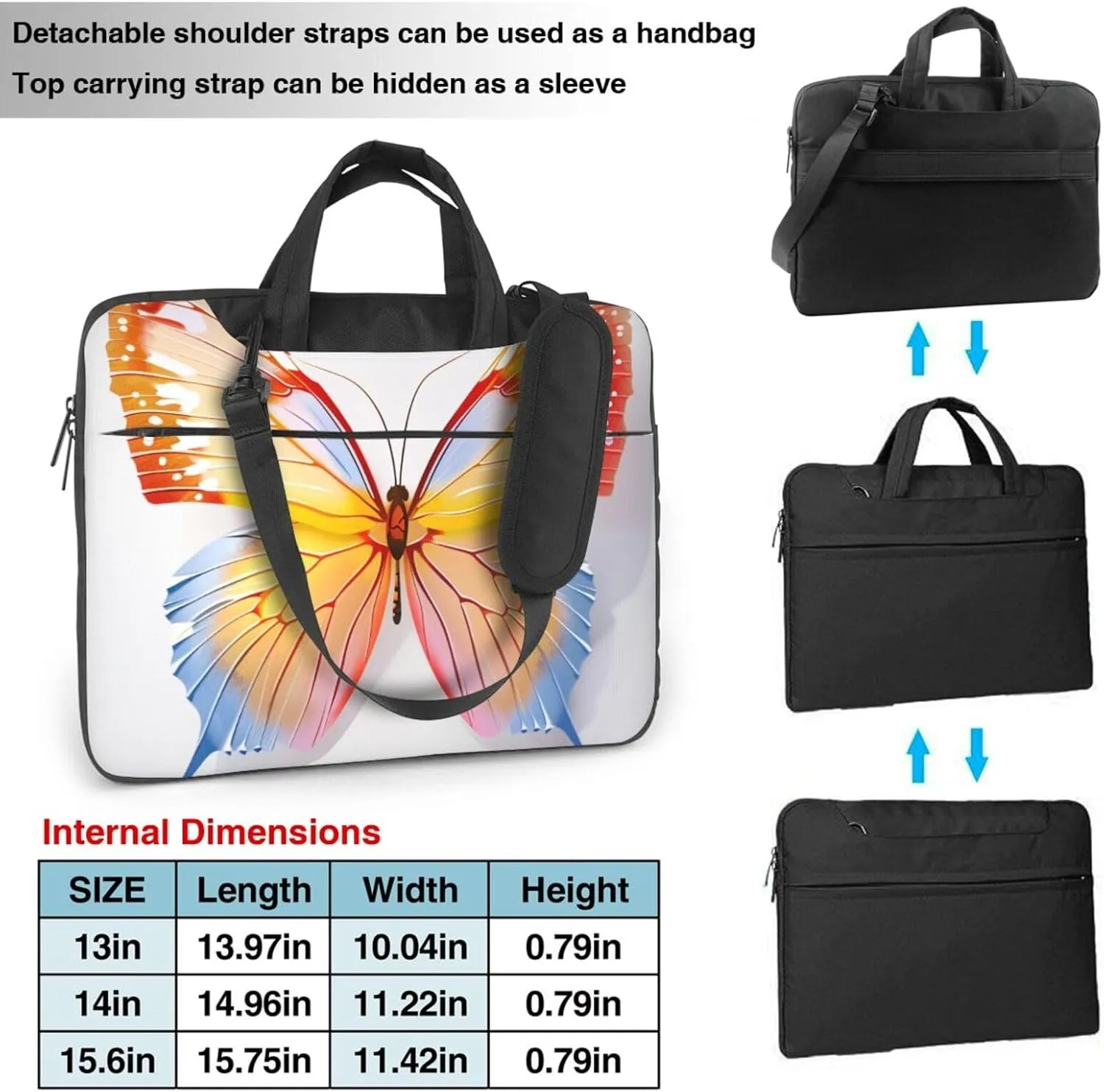 Cute Butterfly Laptop Tote Bag Travel Business Computer Bag Work Bag for Men Women
