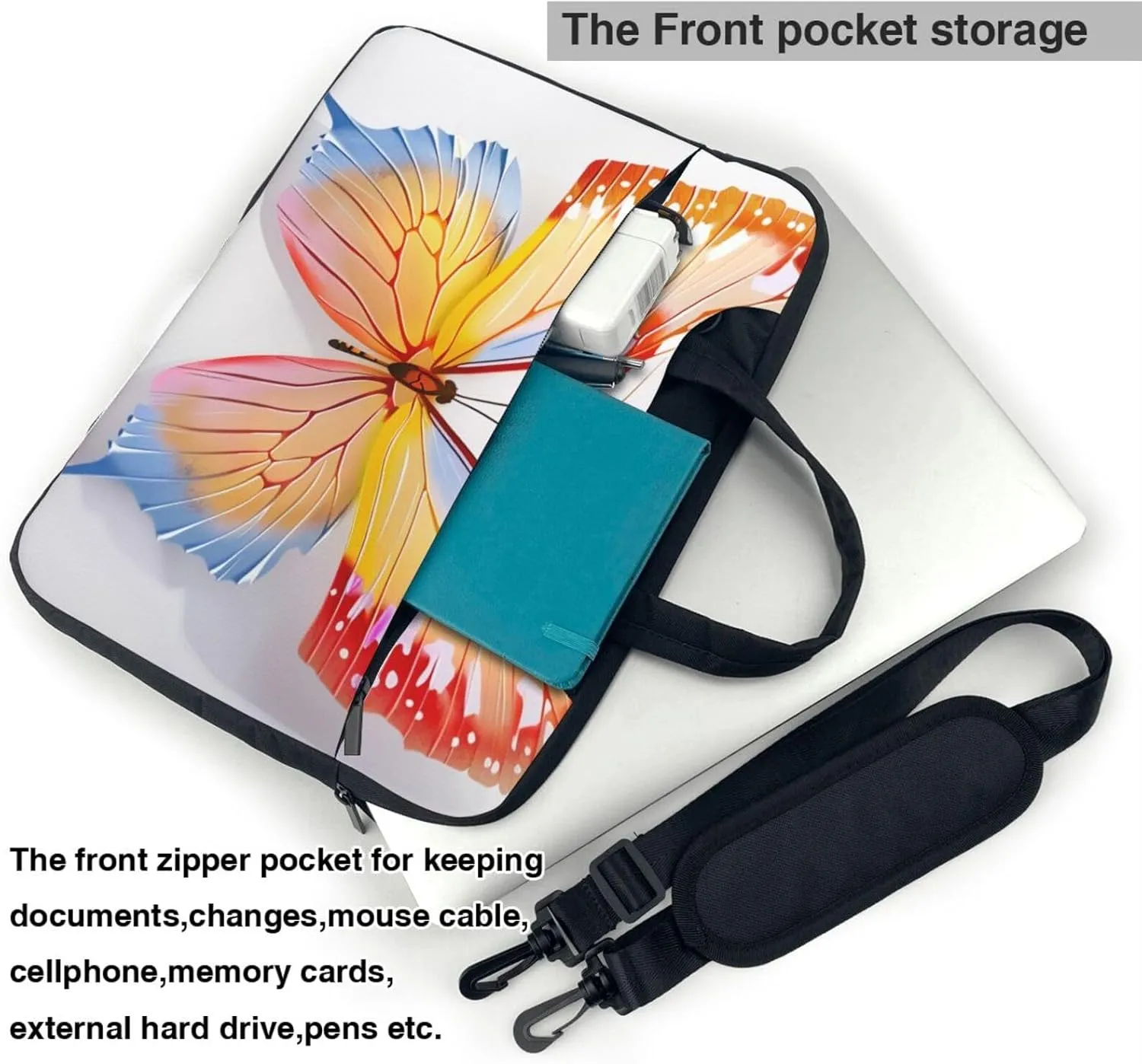 Cute Butterfly Laptop Tote Bag Travel Business Computer Bag Work Bag for Men Women