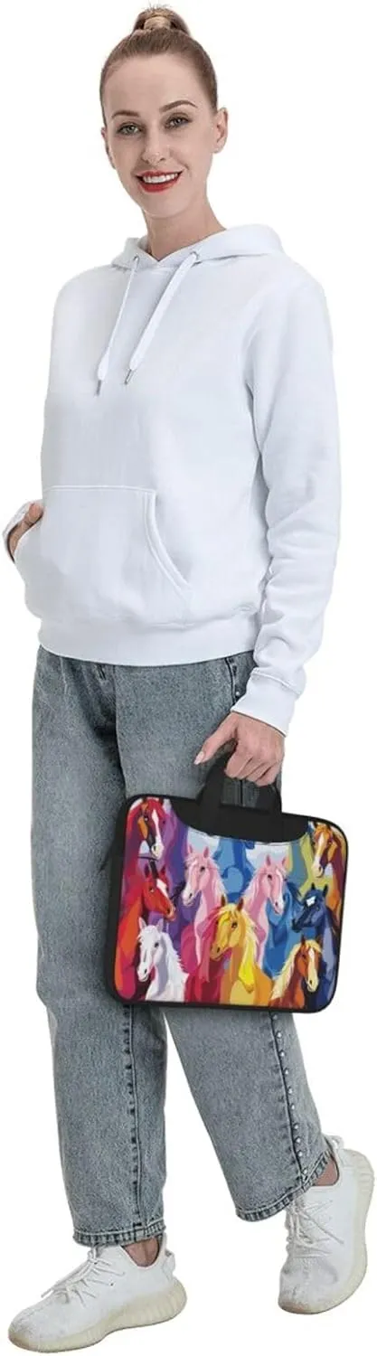Cute Cartoon Horses Laptop Carrying Case Travel Business Computer Bag Work Bag for Men Women