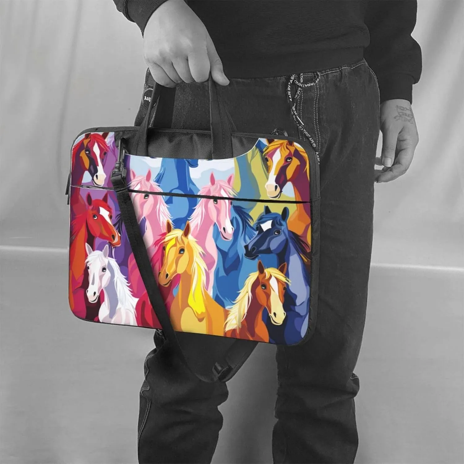 Cute Cartoon Horses Laptop Carrying Case Travel Business Computer Bag Work Bag for Men Women