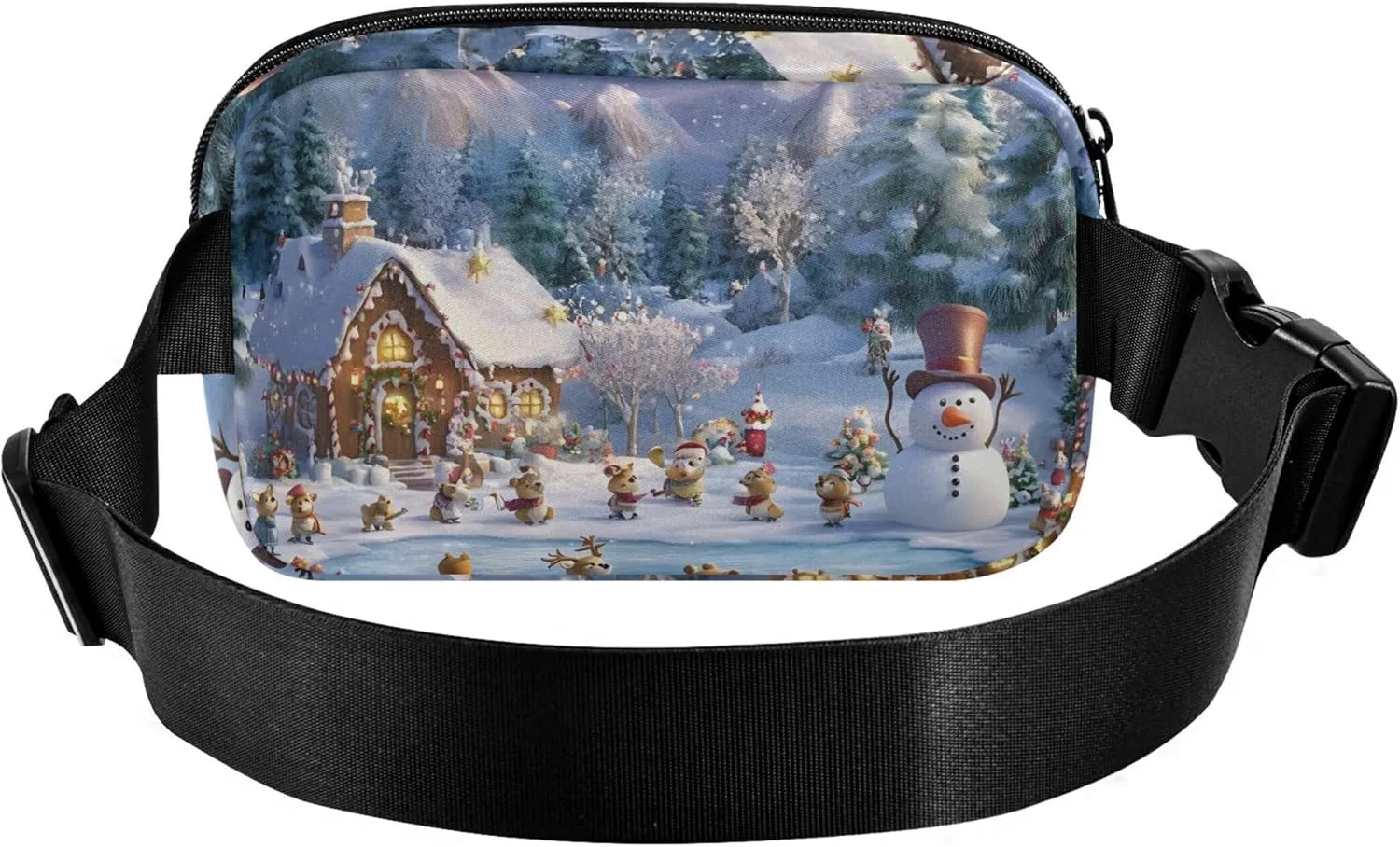 Cute Cartoon Winter Wonderland Waterproof Fanny Pack for Women Hip Pack Belt Bag Cartoon Crossbody Waist Purse
