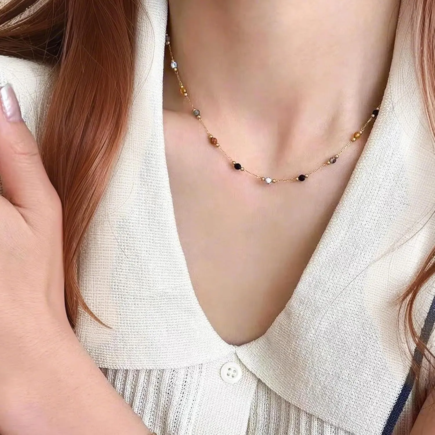 Cute Flower Charm Necklace for Women Colorful Dainty Floral Choker Silver Plated Stainless Steel Necklaces for Women Birthday Anniversary Graduation Mother's Day Gifts