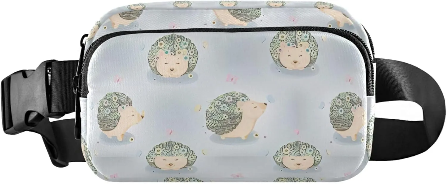 Cute Hedgehogs Flowers Women Fanny Packs Belt Bag Hip Pack Waterproof Neon Waist Purse for Women