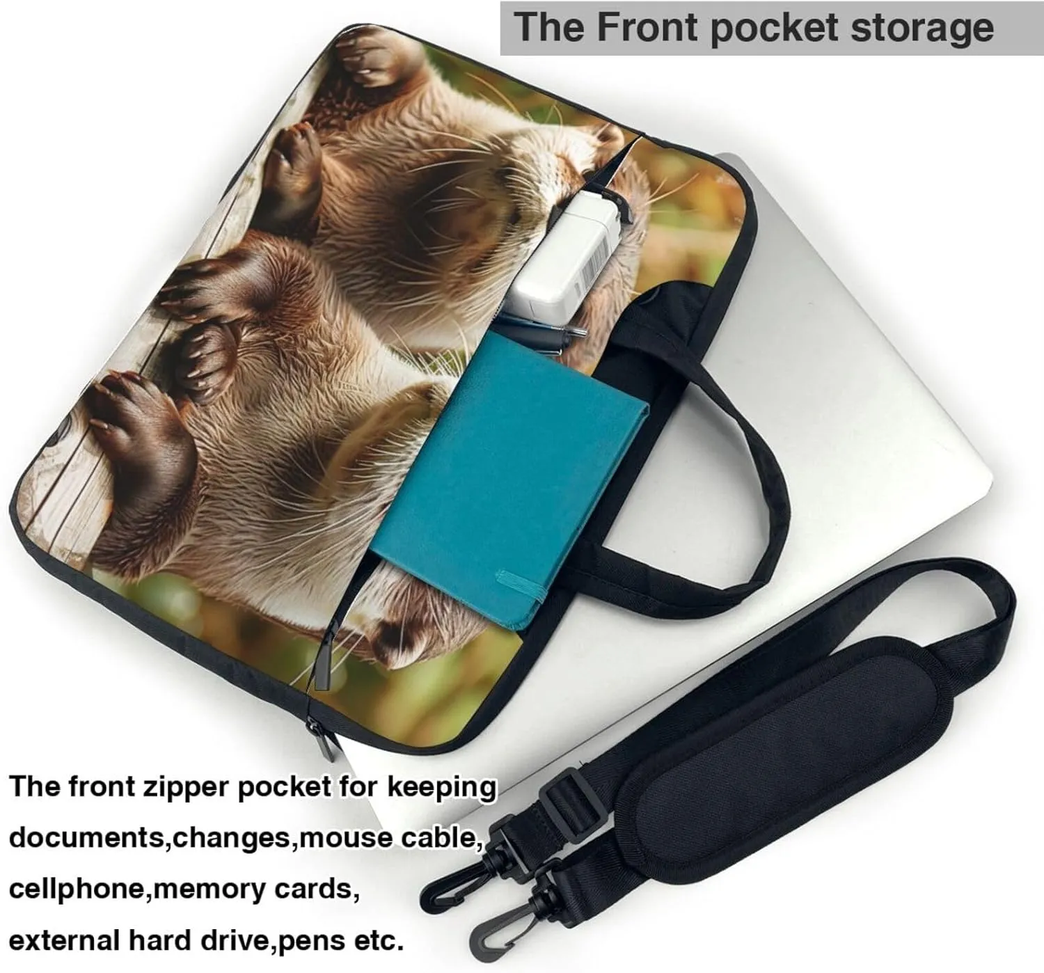 Cute Otter Printed Laptop Tote Bag, Laptop Tote Bag, Travel Bag, Business Computer Bag, Work Bag for Men and Women