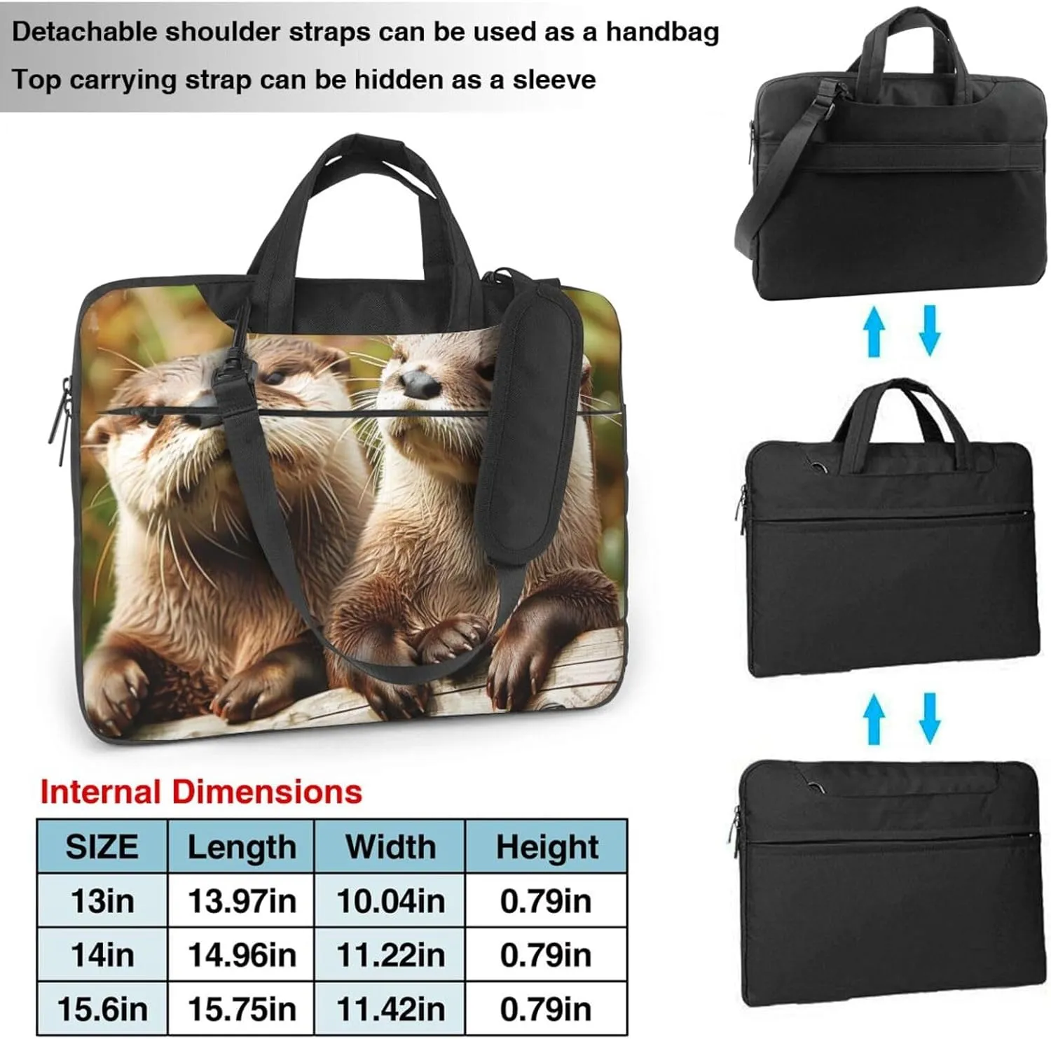 Cute Otter Printed Laptop Tote Bag, Laptop Tote Bag, Travel Bag, Business Computer Bag, Work Bag for Men and Women