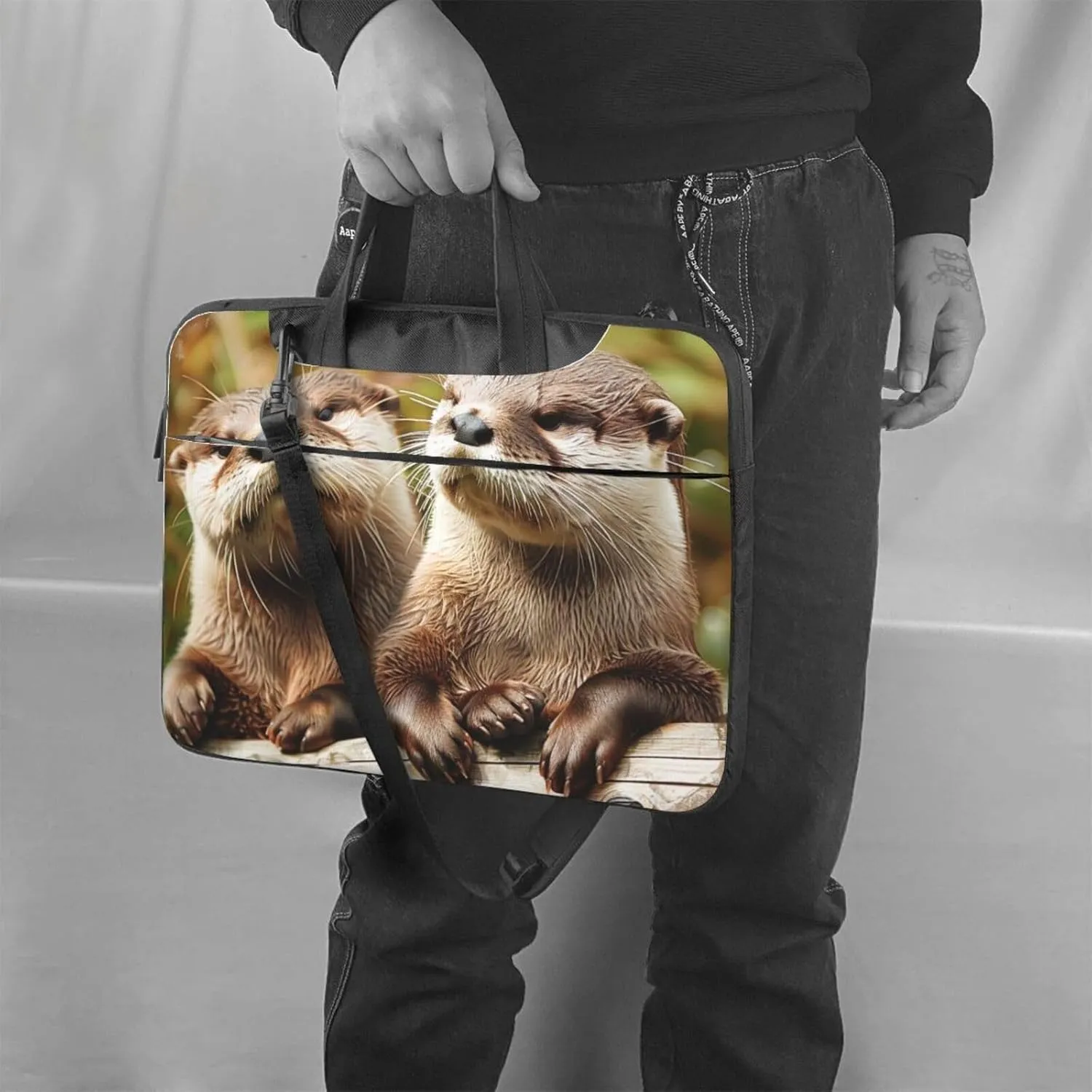Cute Otter Printed Laptop Tote Bag, Laptop Tote Bag, Travel Bag, Business Computer Bag, Work Bag for Men and Women