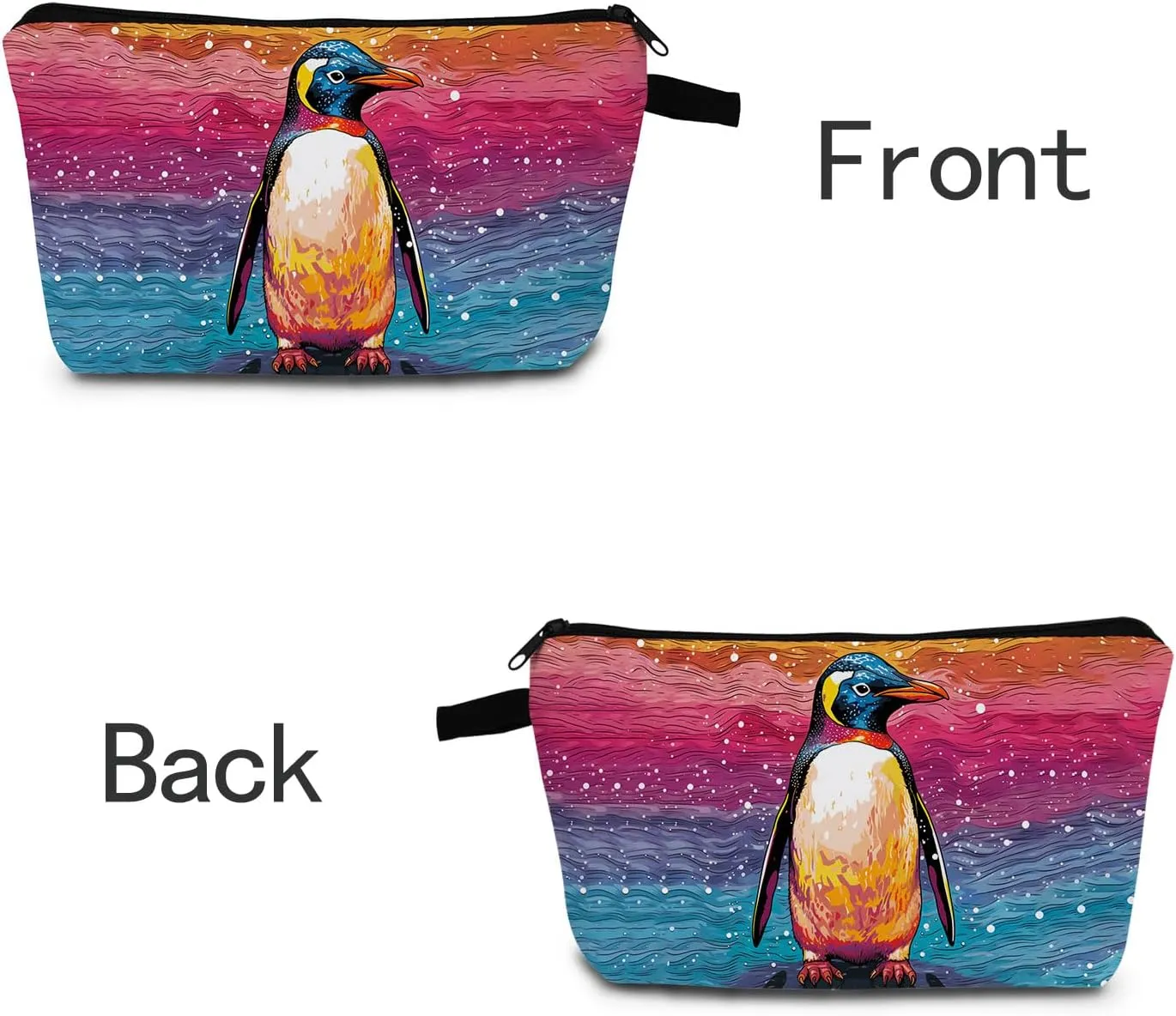 Cute Penguin Hearts Makeup Bag Travel Portable Cosmetic Pouch Toiletry Organizer Storage Bag Zipper Pouch For Women Organizer Toiletries Bag for Travel