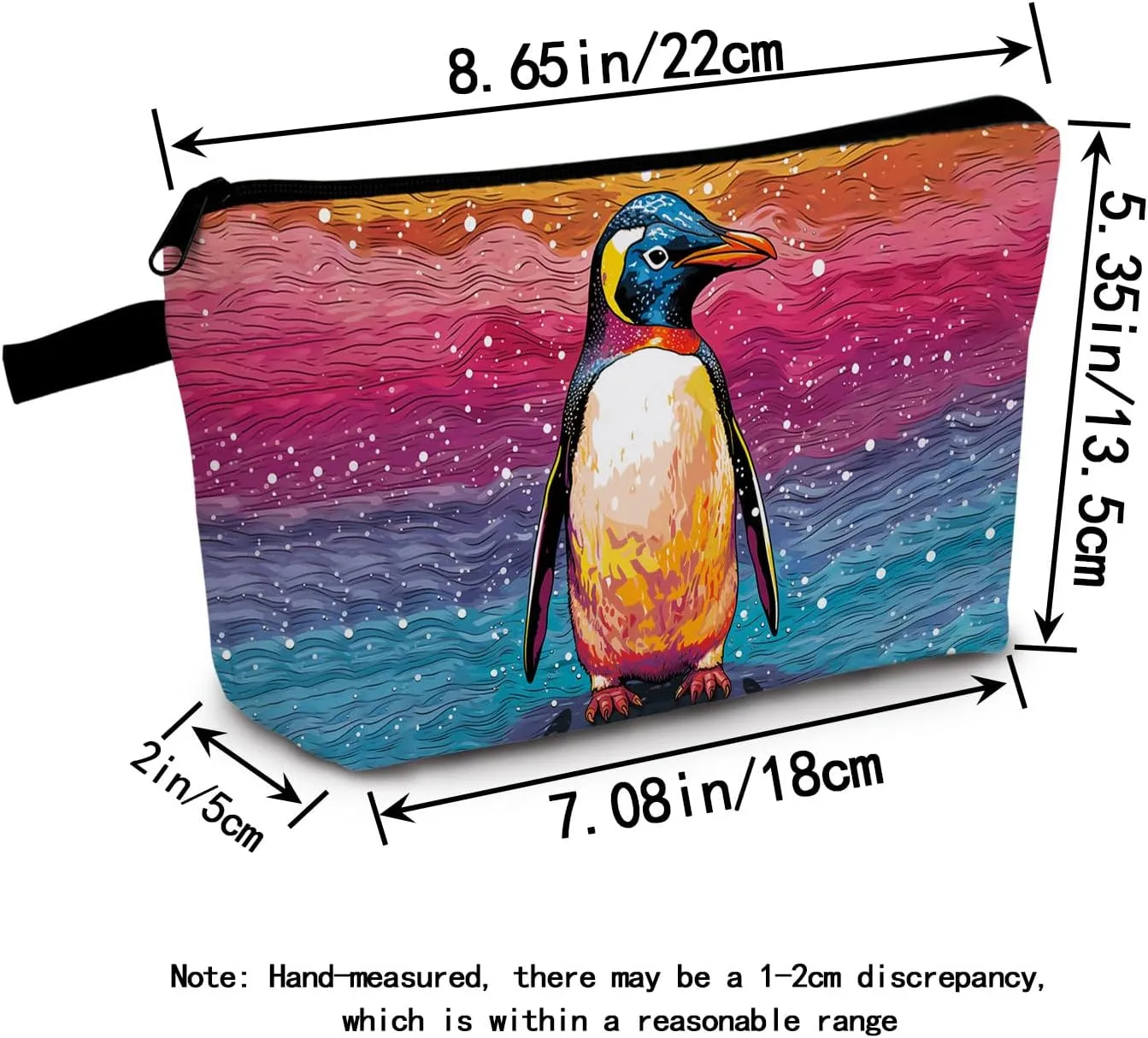Cute Penguin Hearts Makeup Bag Travel Portable Cosmetic Pouch Toiletry Organizer Storage Bag Zipper Pouch For Women Organizer Toiletries Bag for Travel