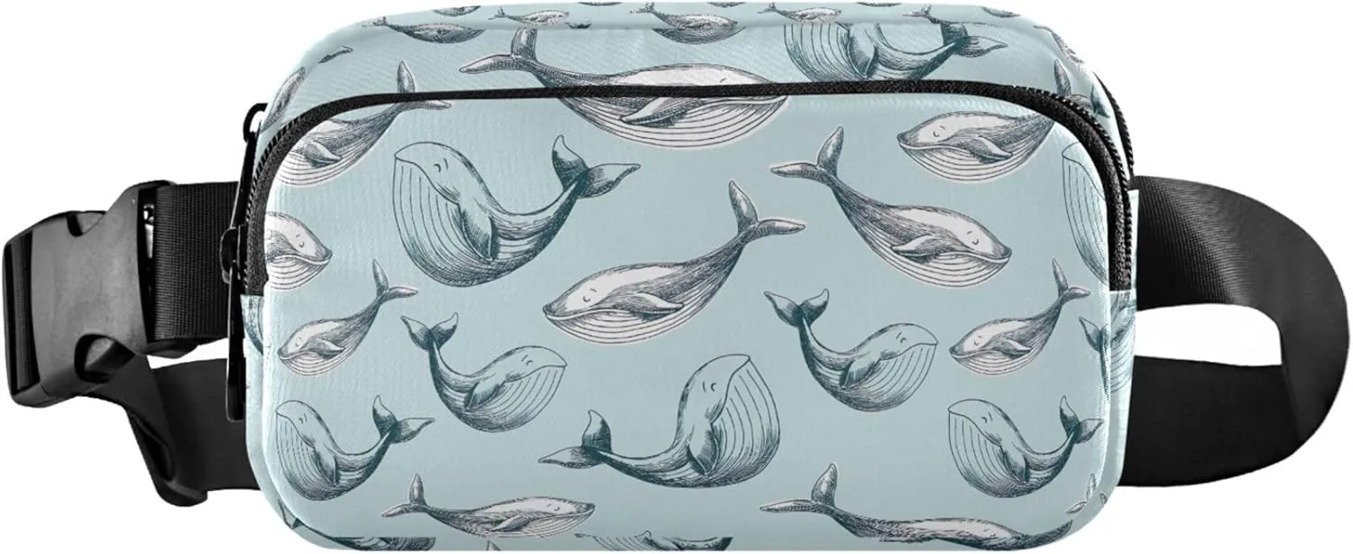 Cute Whale Women Fanny Pack Hip Pouch Belt Bag Waterproof Festival Travel Waist Pack for Men