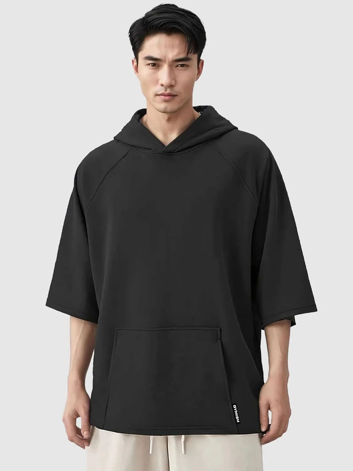 D R DETROIT REBELS Oversized Streetwear Short Sleeve Hoodie Loose Fit Pullover for Men & Women