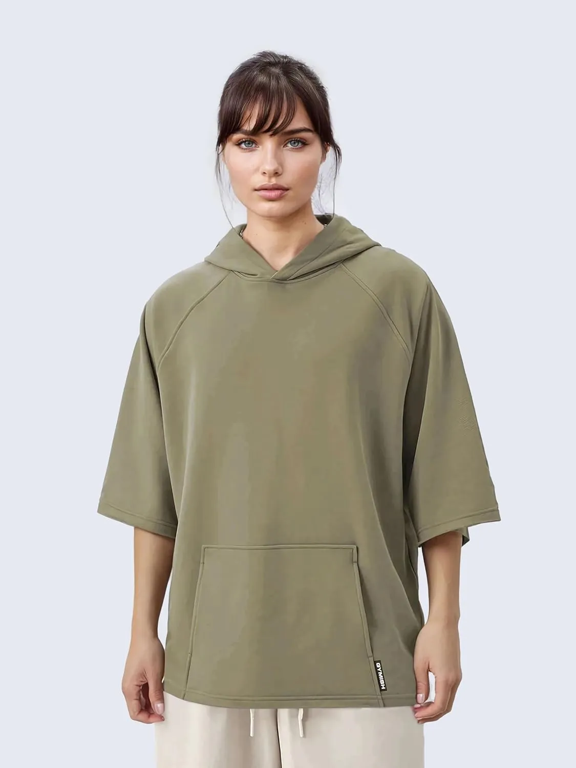 D R DETROIT REBELS Oversized Streetwear Short Sleeve Hoodie Loose Fit Pullover for Men & Women