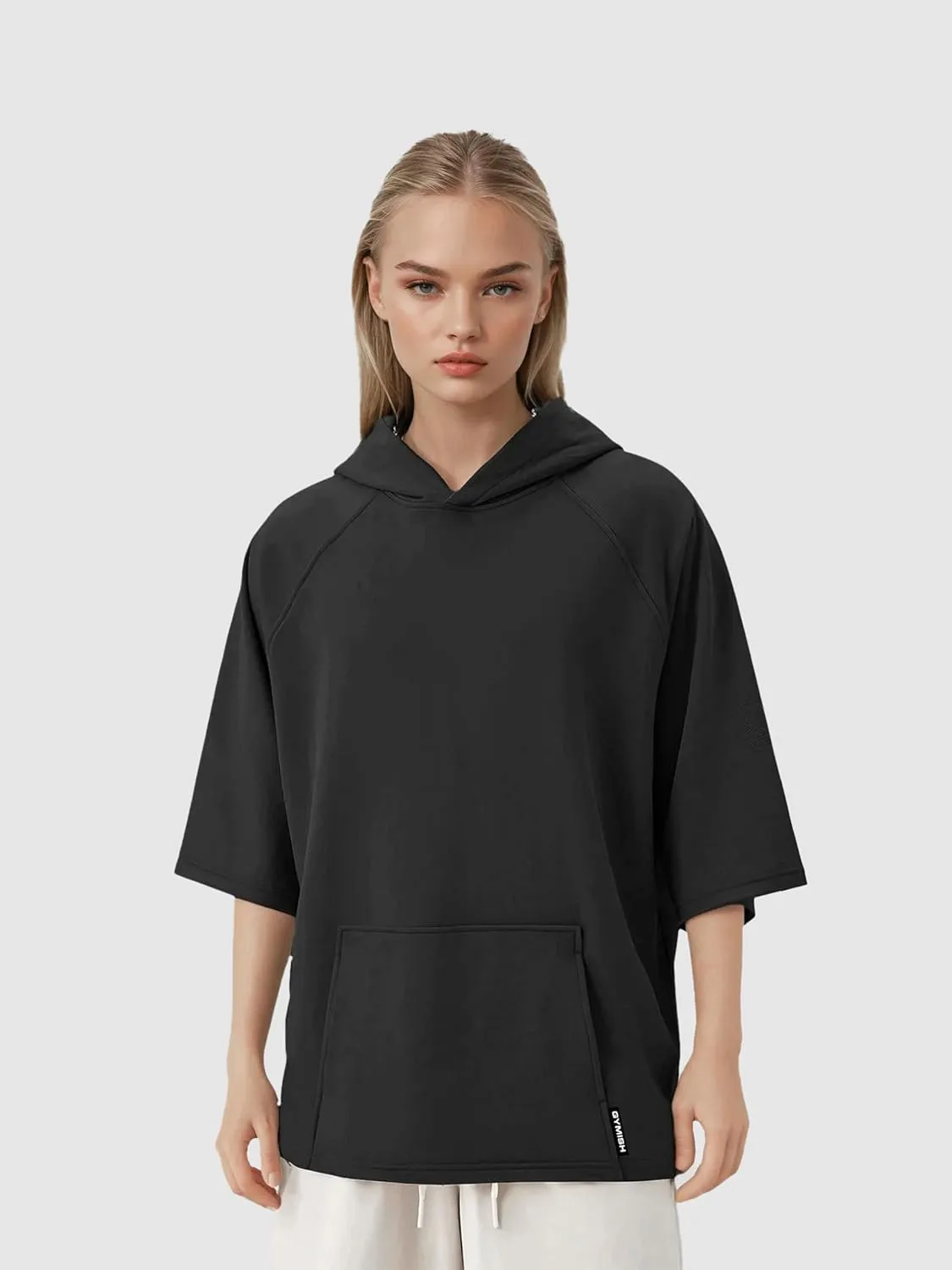 D R DETROIT REBELS Oversized Streetwear Short Sleeve Hoodie Loose Fit Pullover for Men & Women