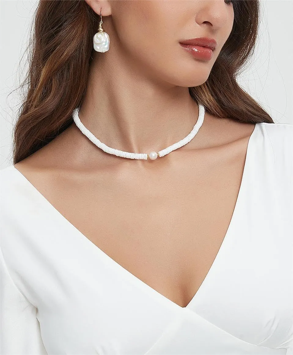 Dainty Baroque Pearl Necklaces for Women Trendy, Gold Vintage Pearl Choker Beaded Chain Necklace for Womens Perfect Jewelry Gifts on Birthday