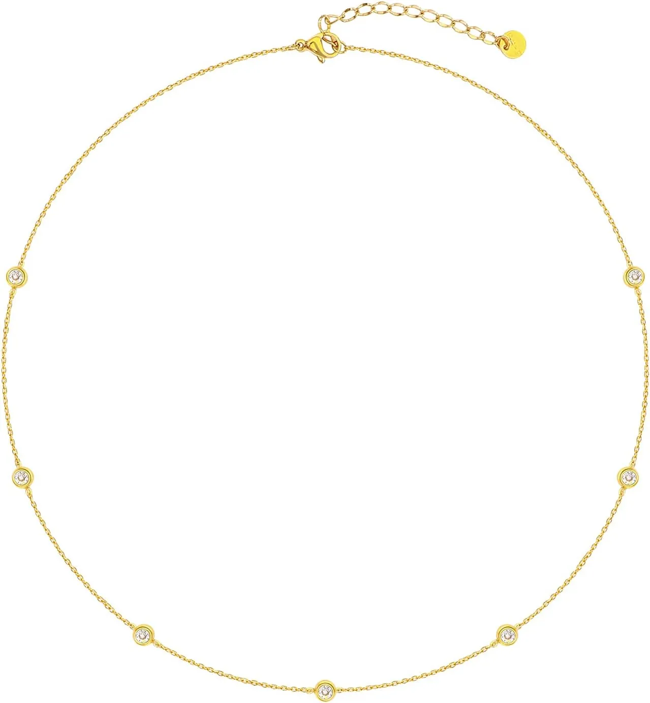 Dainty Gold Necklace for Women, Gold Plated Cubic Zirconia Drop Satellite Chain Necklace Jewelry for Women