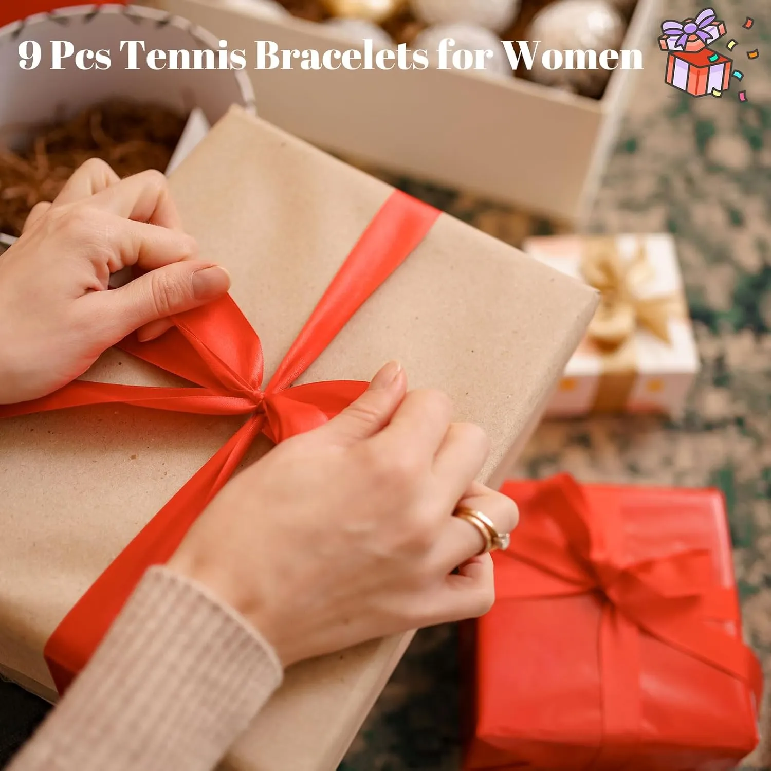 Dainty Layered Rhinestone Stretch Tennis Bracelet Set for Women