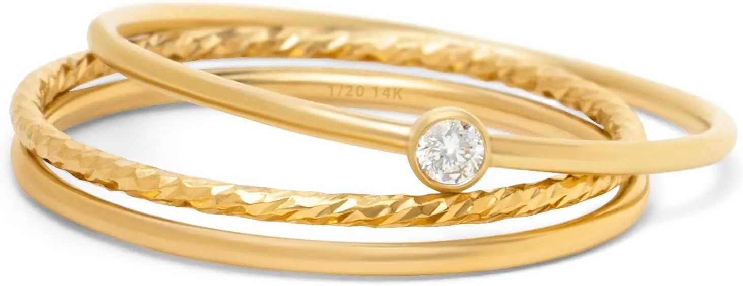 Dainty Stacking Rings for Women, 14K Gold Filled or 925 Sterling Silver, 1mm Thin Non-Tarnish Band Set Size 5 6 7 8 9