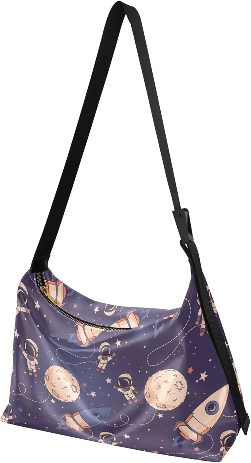 Dark Blue Sky Starry Night Cloud Ladies Leather Purses Hobo Large Purse Crossbody Animal Print Crossbody Hobo Handbag