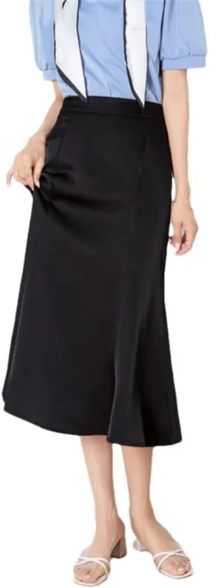 DBFBDTU Female Pleated Midi Skirt Women Elastic High Waist Skirt Women Solid Color Chiffon Skir