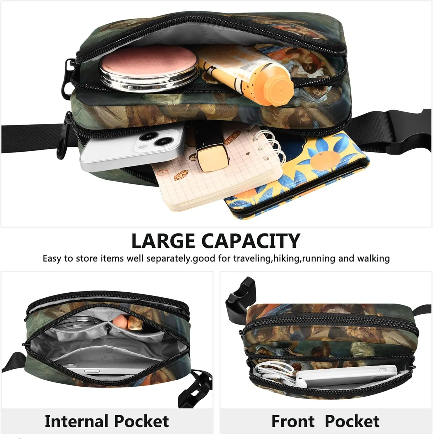 Delacroix Prints Christ Sea Galilee Fanny Packs for Women Bright Color Hip Bag Belt Pouch Waterproof Waist Pack for Women