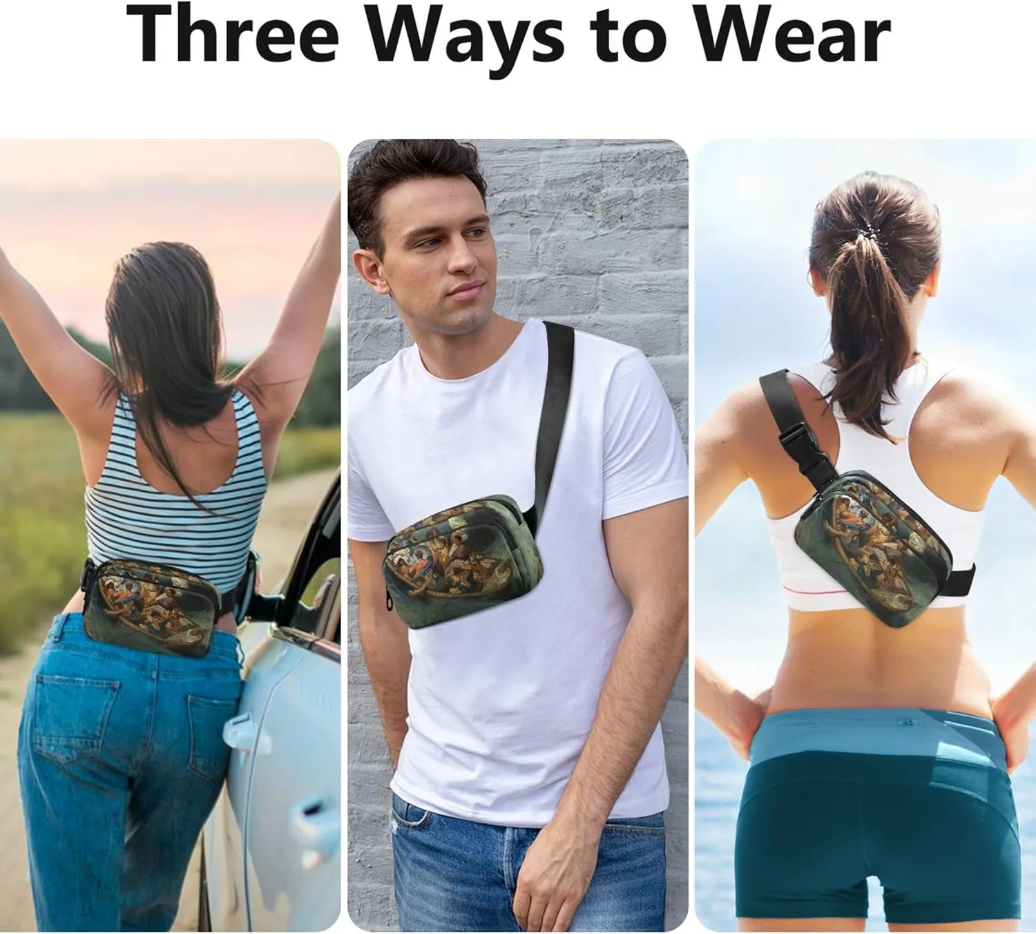 Delacroix Prints Christ Sea Galilee Fanny Packs for Women Bright Color Hip Bag Belt Pouch Waterproof Waist Pack for Women