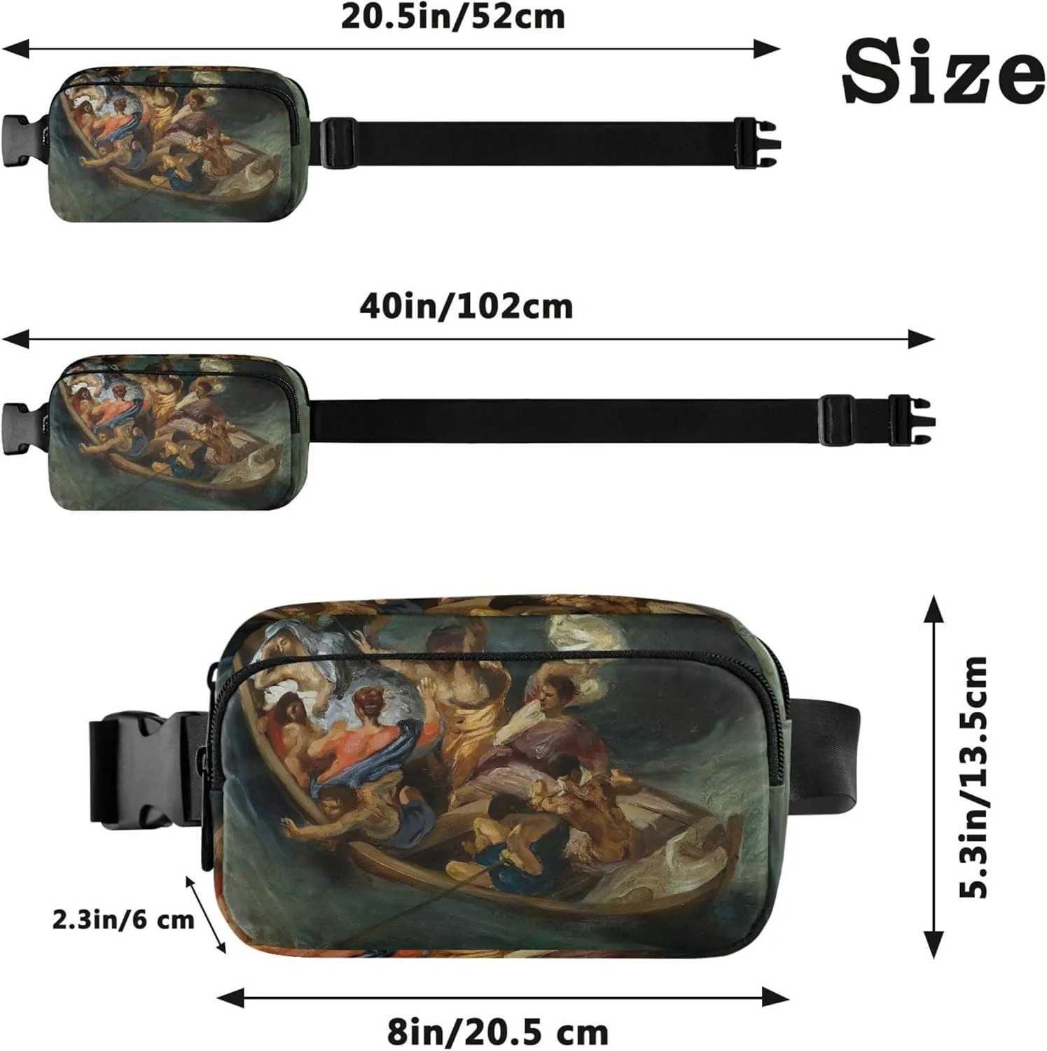 Delacroix Prints Christ Sea Galilee Fanny Packs for Women Bright Color Hip Bag Belt Pouch Waterproof Waist Pack for Women