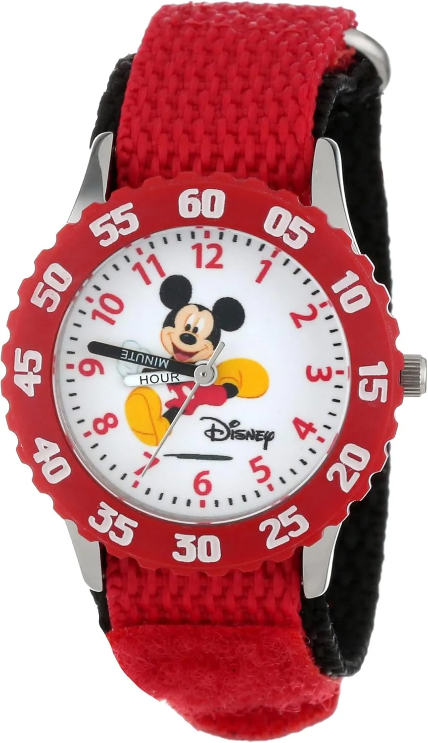 Disney Kids' W000003 "Time Teachers" Mickey Mouse Stainless Steel Watch with Two-Tone Nylon Band