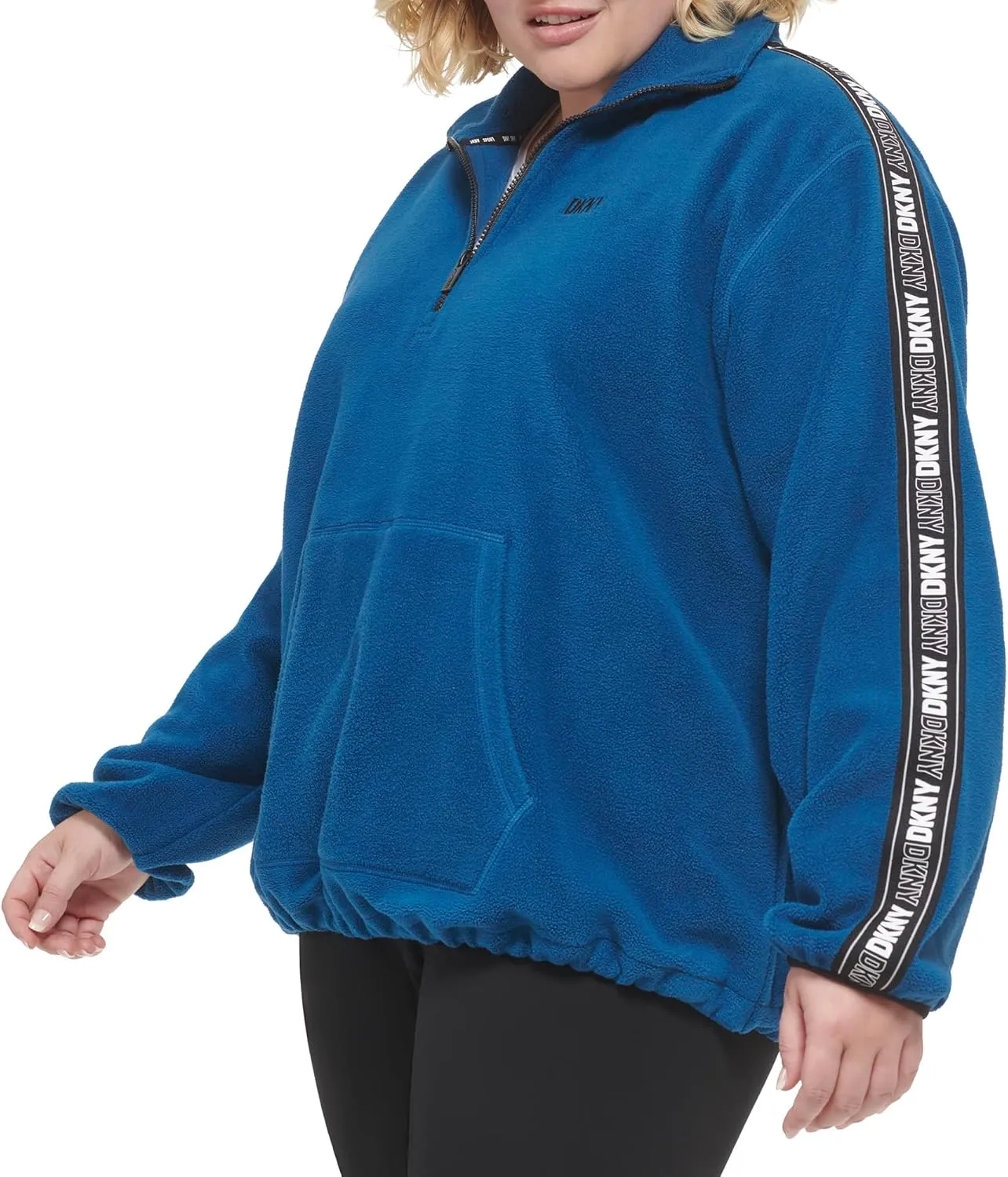 DKNY Women's Sport Flip Logo Tape Quarter Zip Jacket