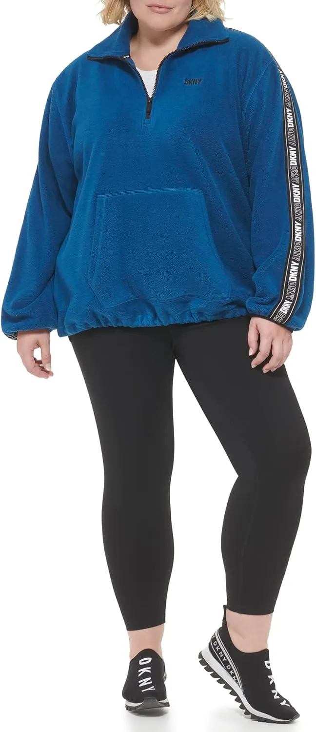 DKNY Women's Sport Flip Logo Tape Quarter Zip Jacket