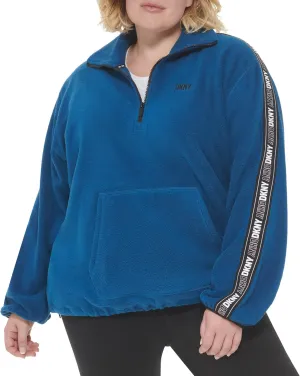 DKNY Women's Sport Flip Logo Tape Quarter Zip Jacket