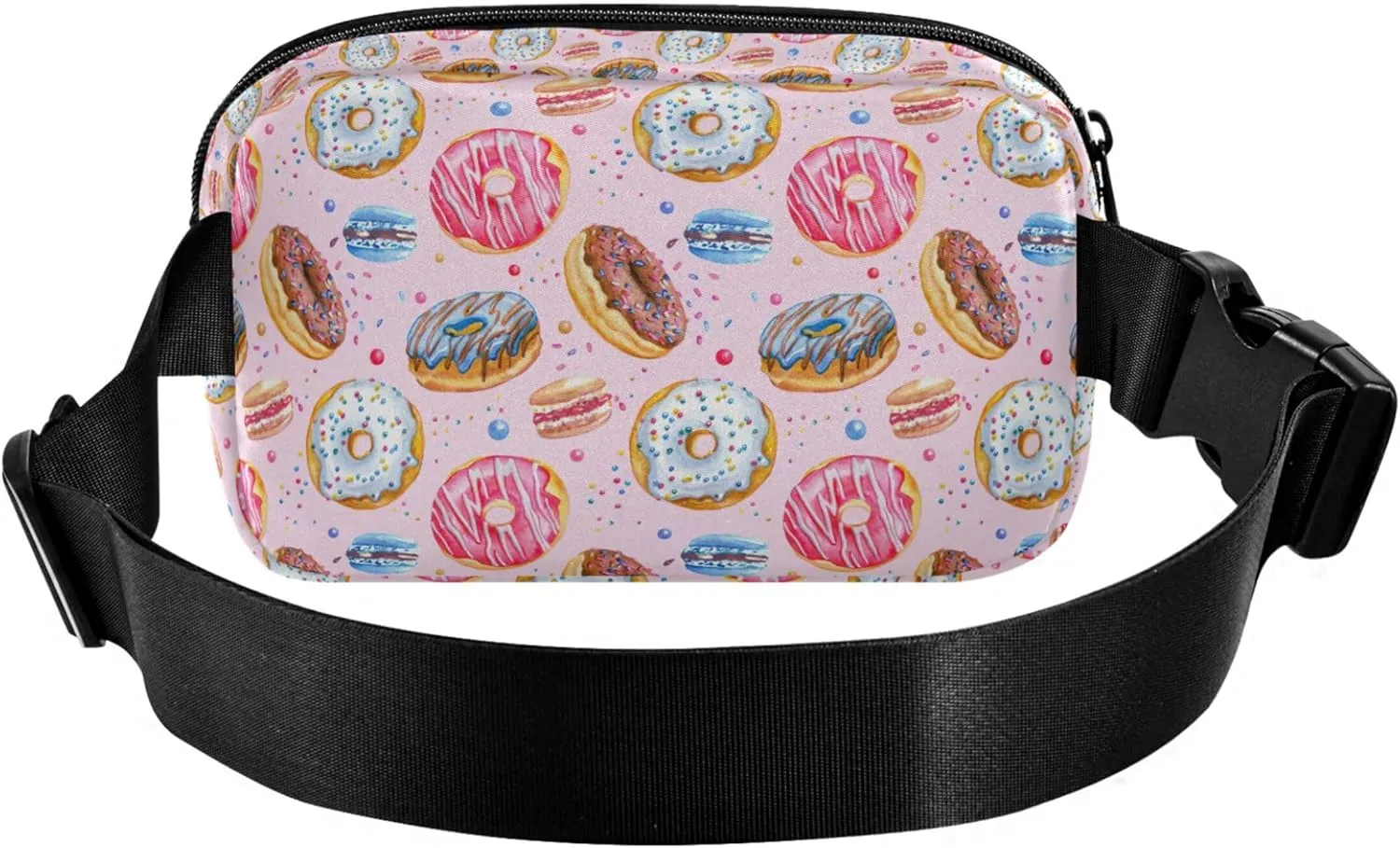 Donuts Macaroon Jelly Pink Fanny Pack for Women Waterproof Hip Pouch Belt Bag Cute Travel Waist Bag