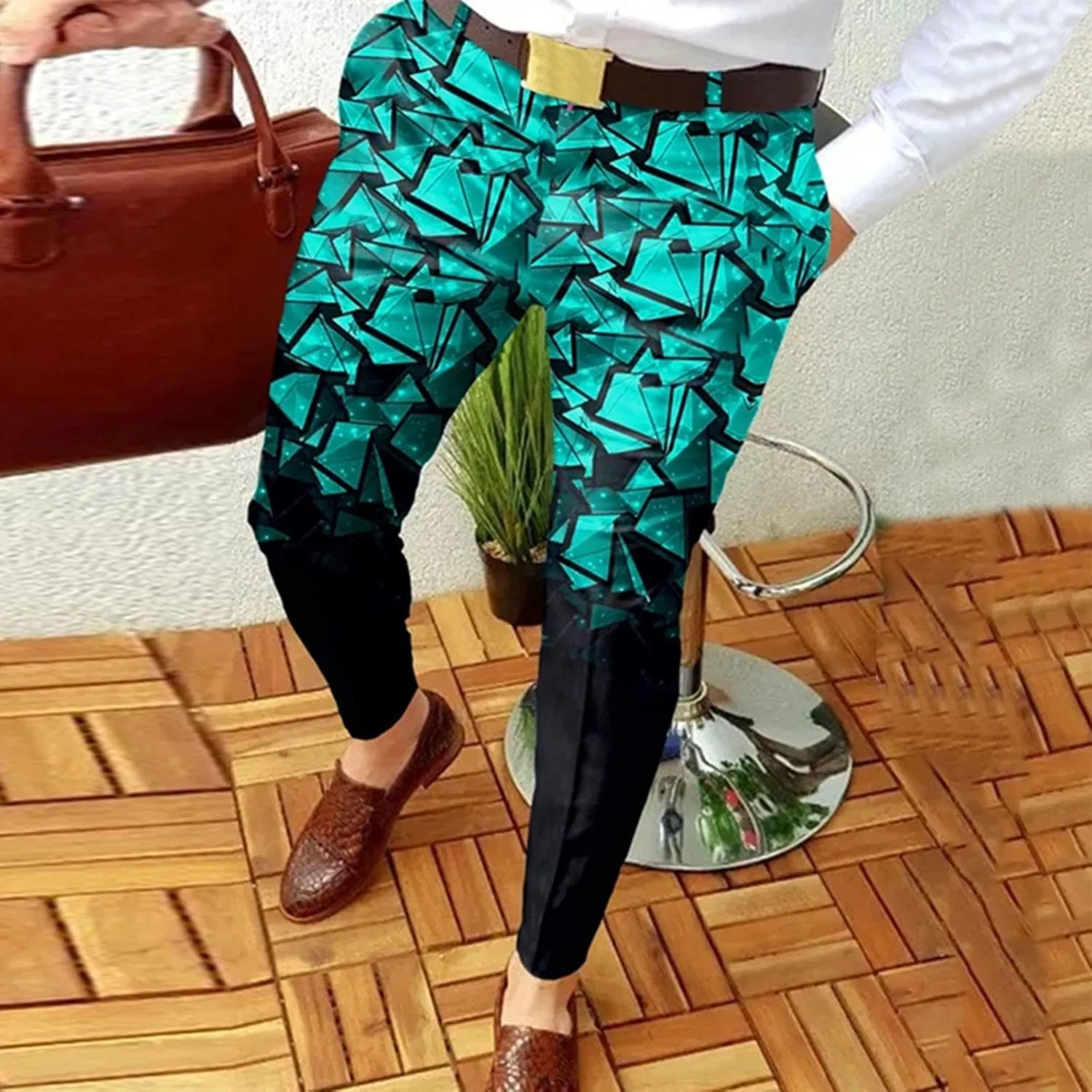 Dress Pants for Men,Mens Slim Fit Dress Pants Business Casual Golf Chino Pants Stretch Plaid Pants Pleated Slacks