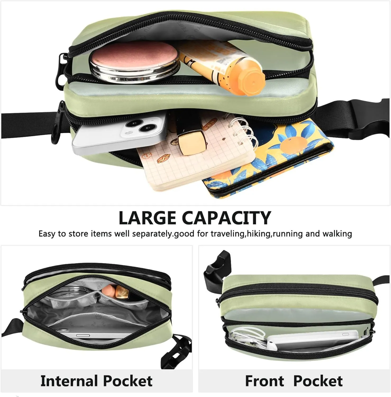 Elegant Blue Mustard Gradient Fanny Packs for Women Waterproof Hip Pack Belt Pouch Trendy Waist Purse for Women