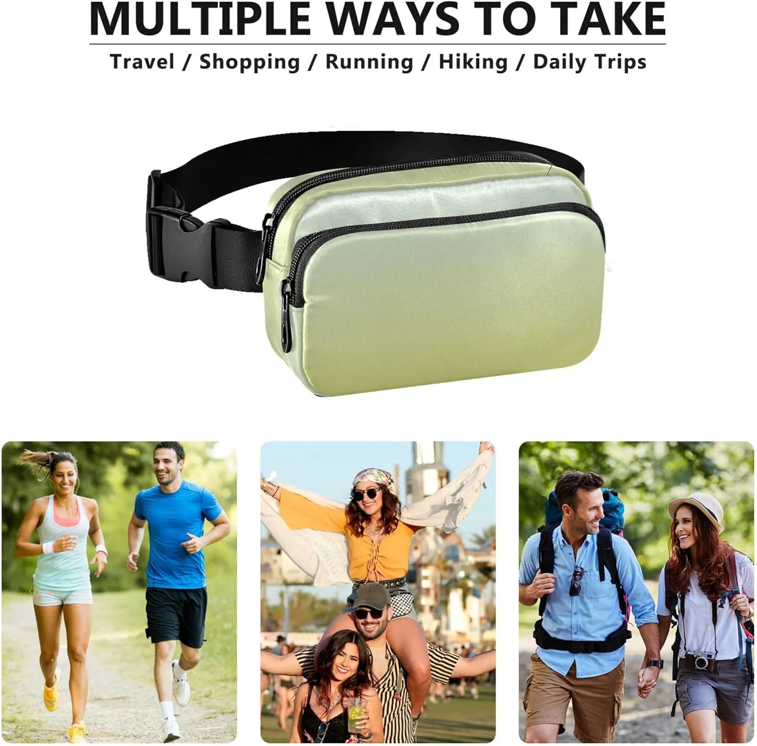 Elegant Blue Mustard Gradient Fanny Packs for Women Waterproof Hip Pack Belt Pouch Trendy Waist Purse for Women