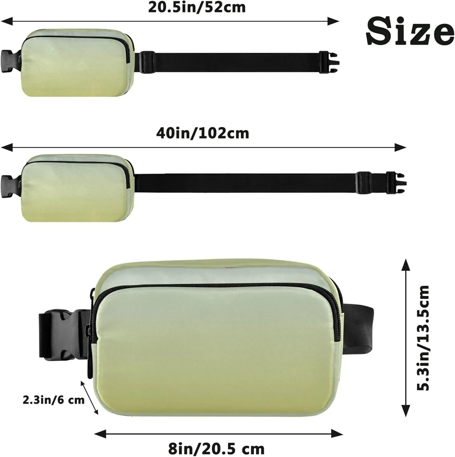 Elegant Blue Mustard Gradient Fanny Packs for Women Waterproof Hip Pack Belt Pouch Trendy Waist Purse for Women