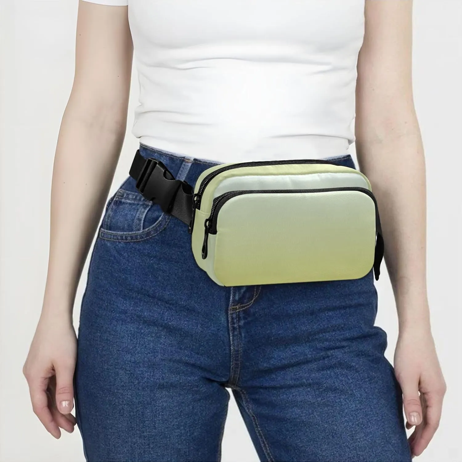 Elegant Blue Mustard Gradient Fanny Packs for Women Waterproof Hip Pack Belt Pouch Trendy Waist Purse for Women