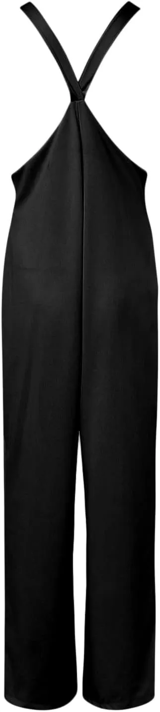 Elegant Business Suspender Overalls for Women Solid Loose Adjustable Strap High Waist Wide Leg Dress Pants Jumpsuits