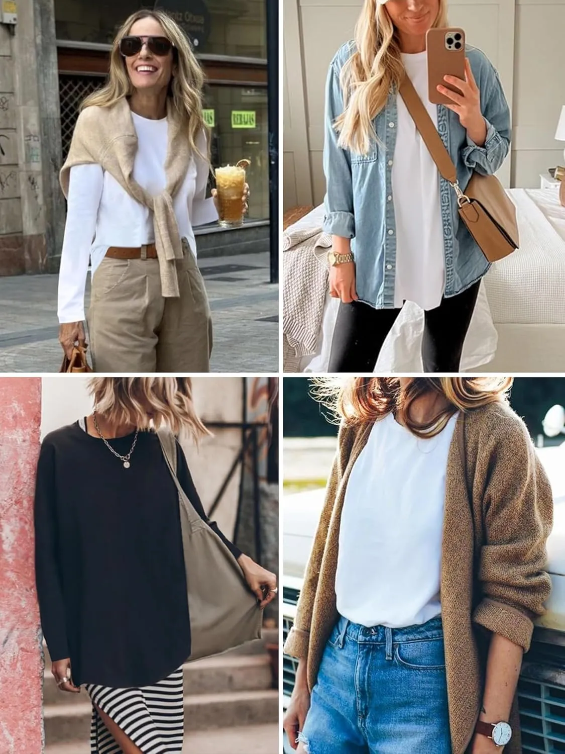 Elesomo Womens Shirts Casual Crew Neck Short/Long Sleeve Tunic Tops Tees