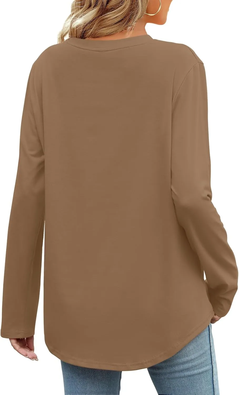 Elesomo Womens Shirts Casual Crew Neck Short/Long Sleeve Tunic Tops Tees