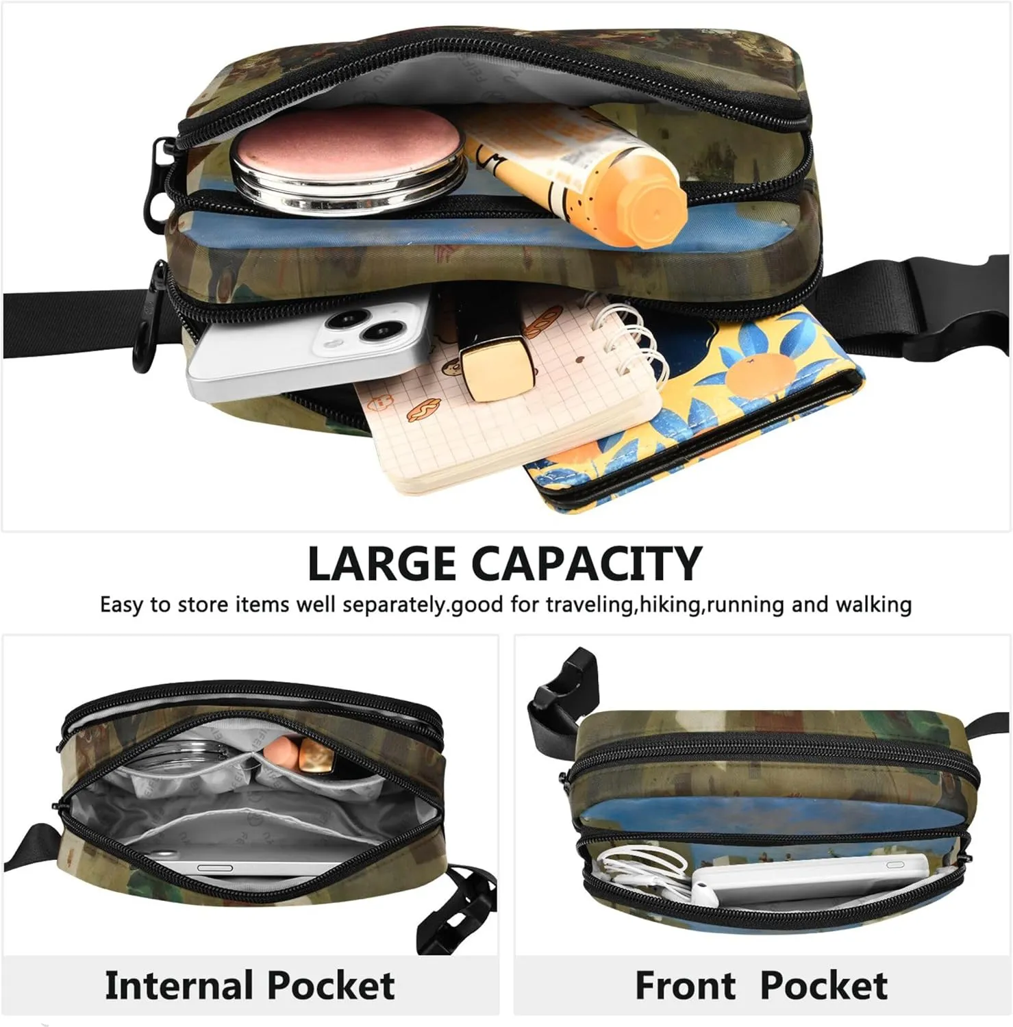 Eugne Delacroix Painting Women Fanny Packs Waterproof Hip Pack Belt Bag Festival Cross Body Waist Purse