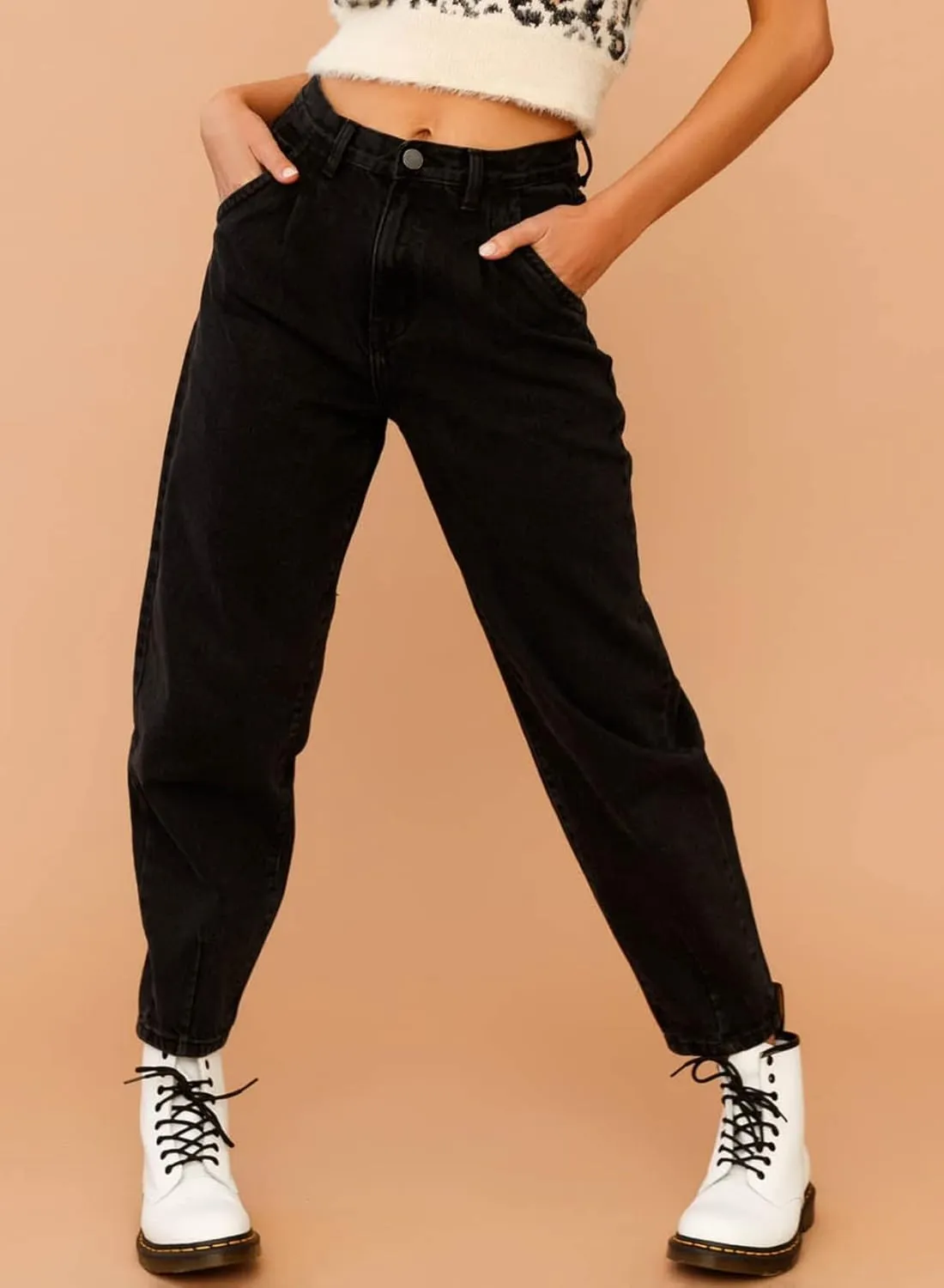 EVALESS Womens Baggy Jeans High Waisted Stretchy Boyfriend Barrel Denim Ankle Pants