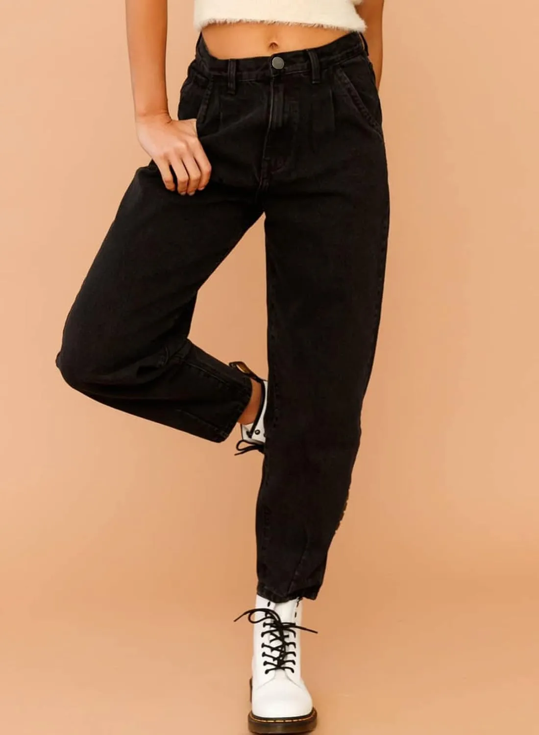 EVALESS Womens Baggy Jeans High Waisted Stretchy Boyfriend Barrel Denim Ankle Pants
