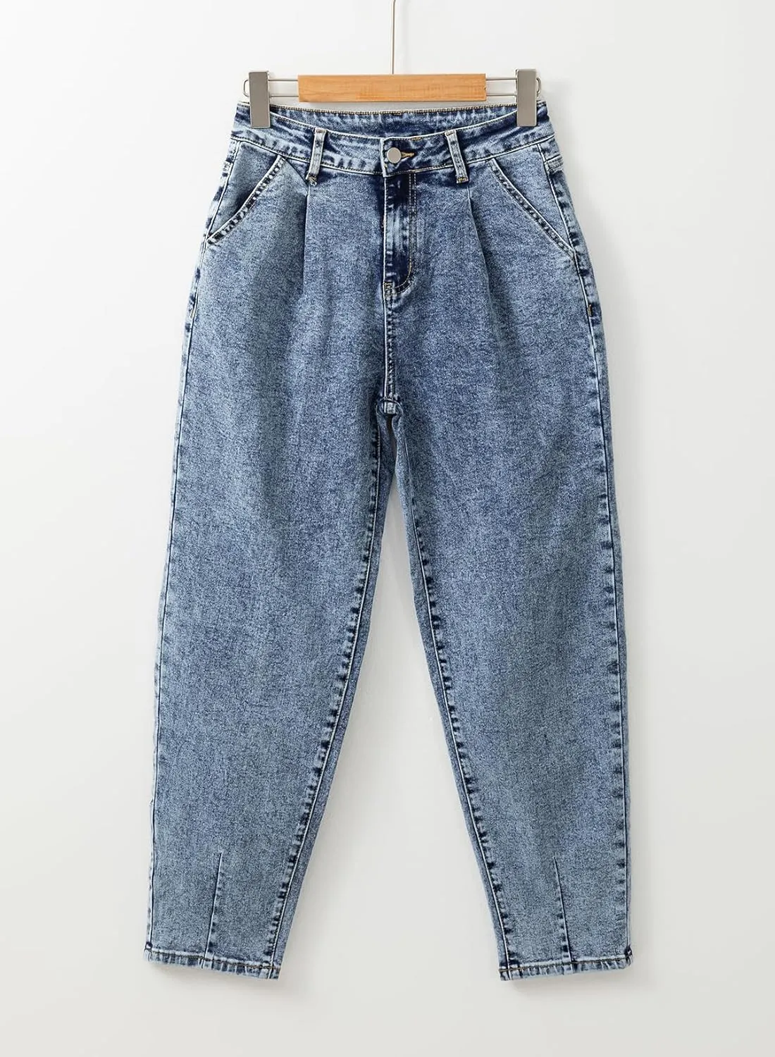 EVALESS Womens Baggy Jeans High Waisted Stretchy Boyfriend Barrel Denim Ankle Pants