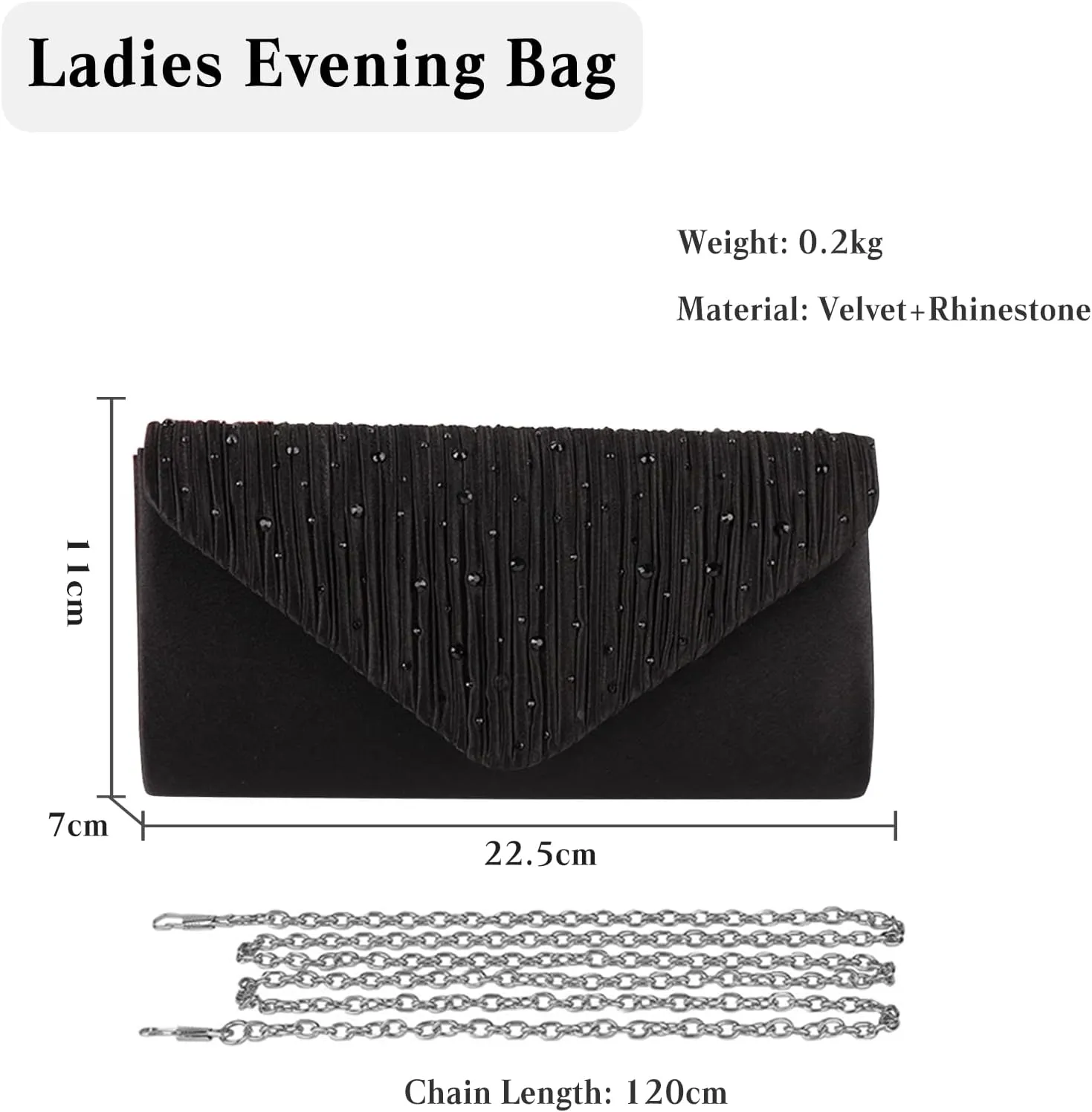 Evening Bag for Women Rhinestone Clutch Bag Envelope Handbag Bridal Wedding Purse Elegant Shoulder Bag