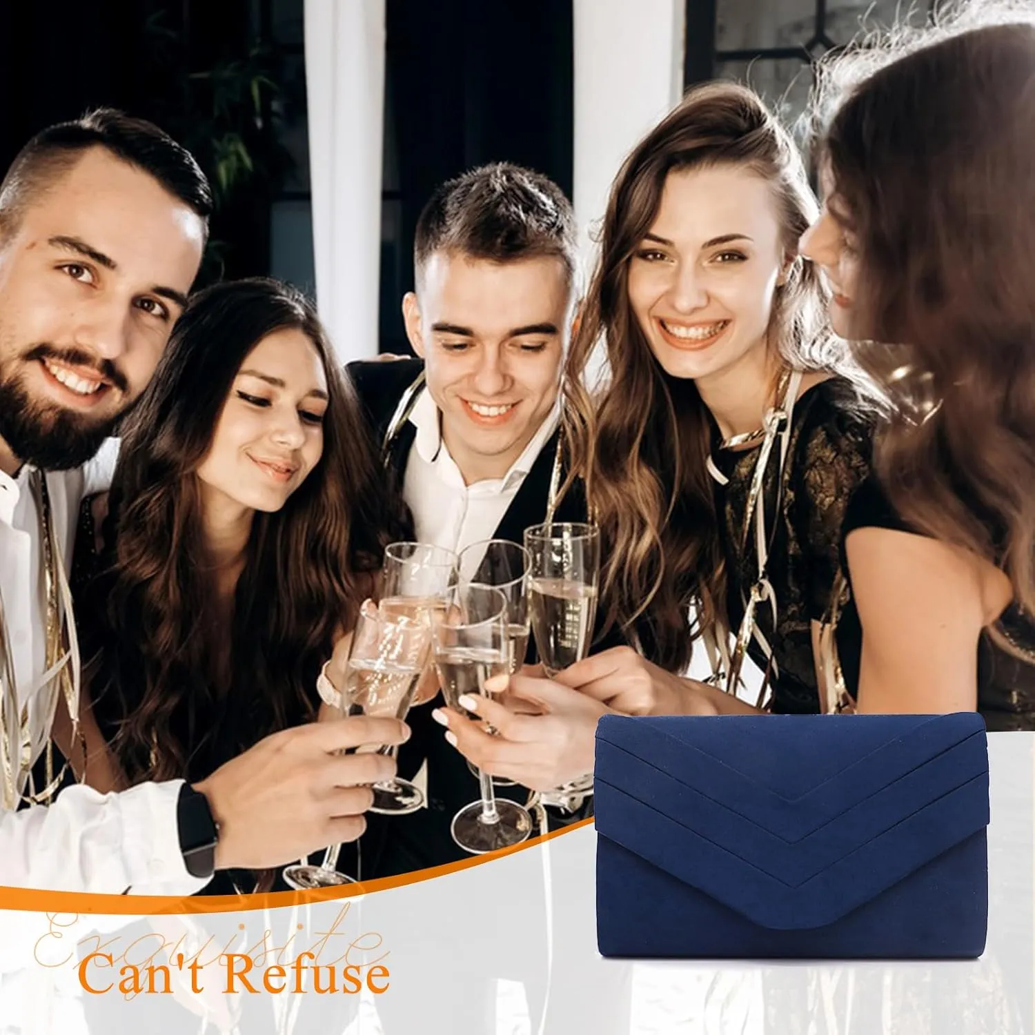 Evening Bag for Women Velvet Clutch Envelope Handbag Bridal Wedding Purse Elegant Shoulder Bag with Detachable Chain