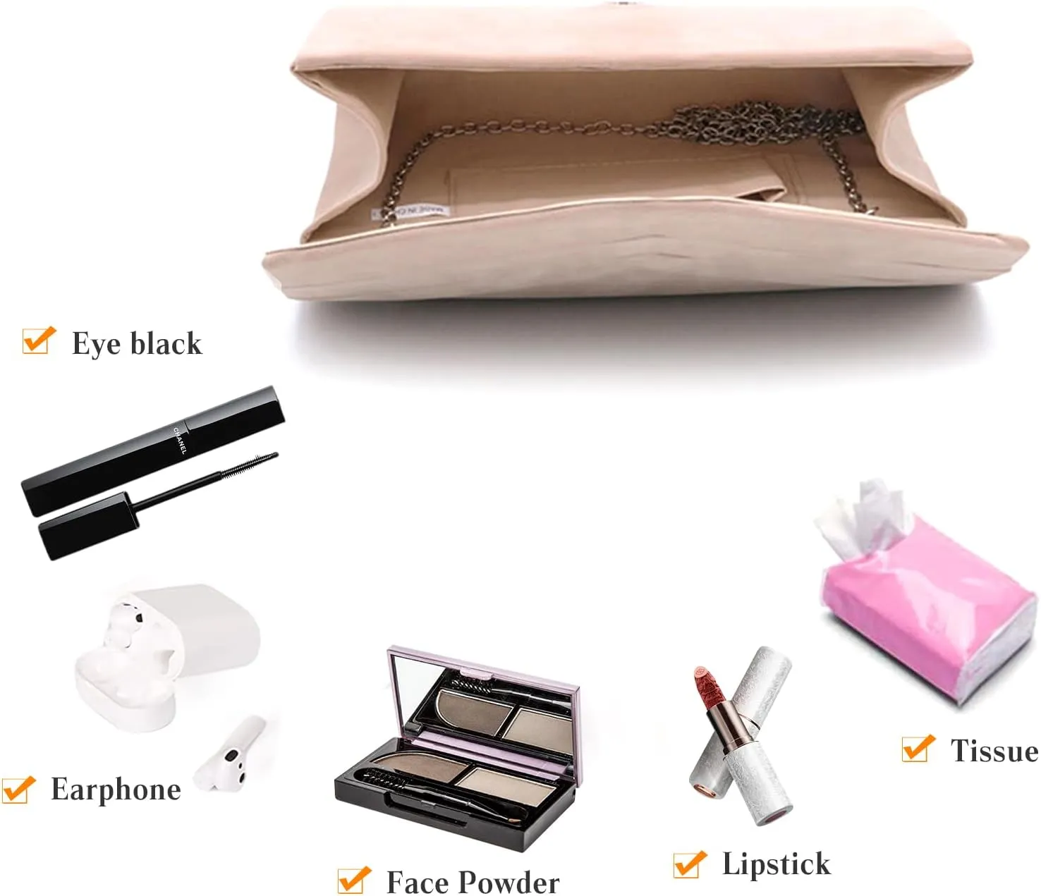 Evening Bag for Women Velvet Clutch Envelope Handbag Bridal Wedding Purse Elegant Shoulder Bag with Detachable Chain