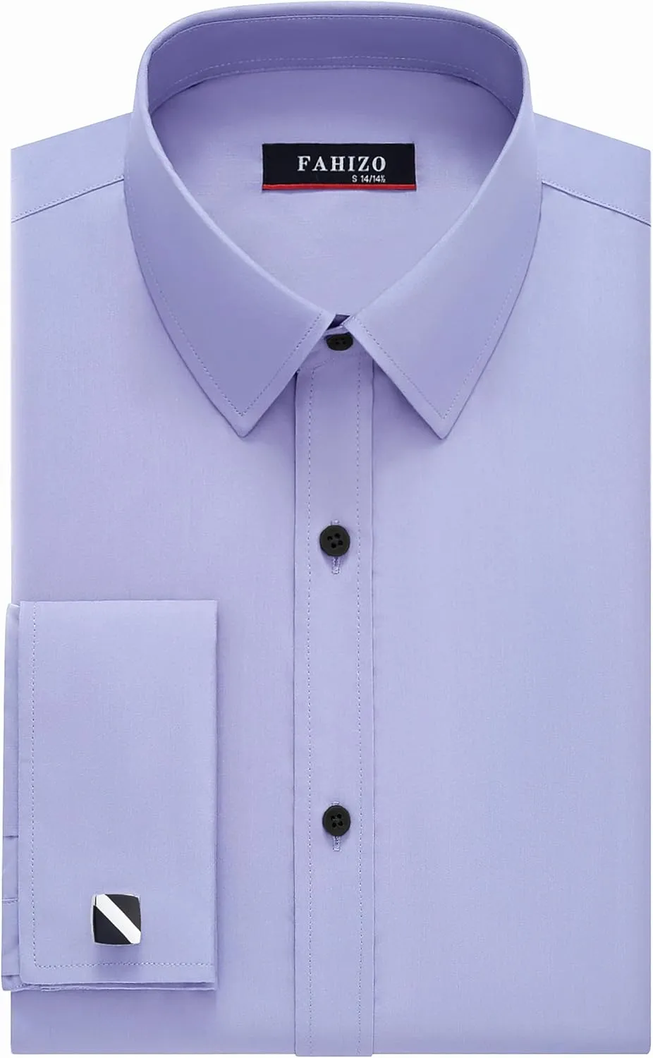 FAHIZO Men's White Tuxedo Shirt with Wing Collar, French Cuffs & Accessories