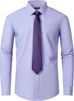FAHIZO Men's White Tuxedo Shirt with Wing Collar, French Cuffs & Accessories